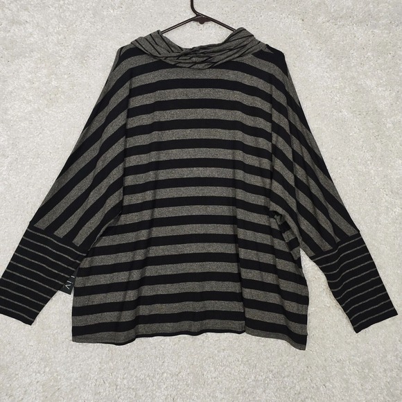 Liv‎ by Habitat Womens Sweater XL Gray Black Striped Cowl Neck Stretch - Picture 9 of 13
